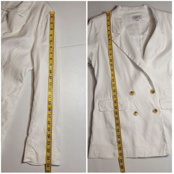 EVEREVE Stanton White Linen Blend Double Breasted Blazer Women's Small - Picture 10 of 11